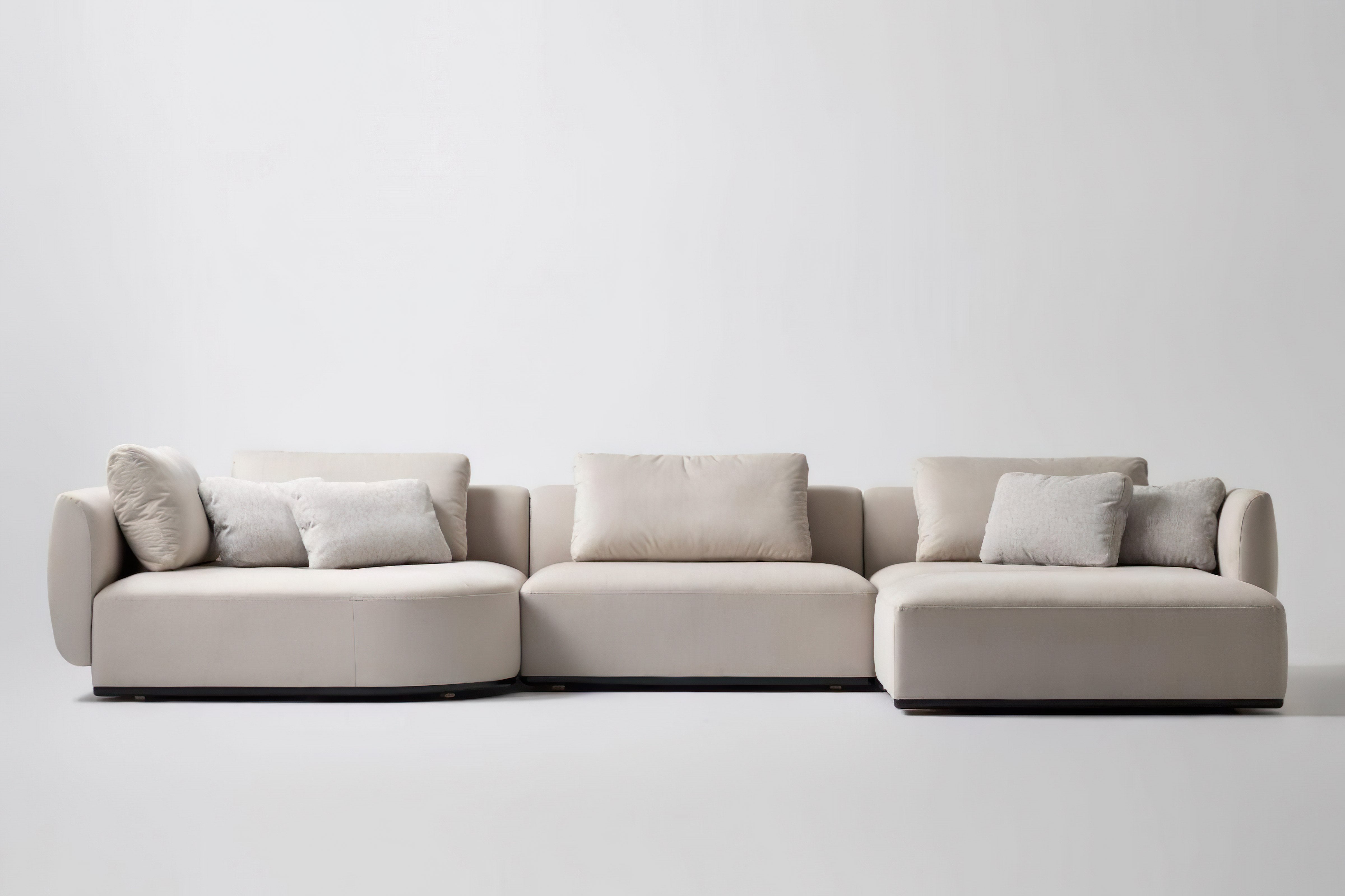 Straight sofa with pouf SMOOTH