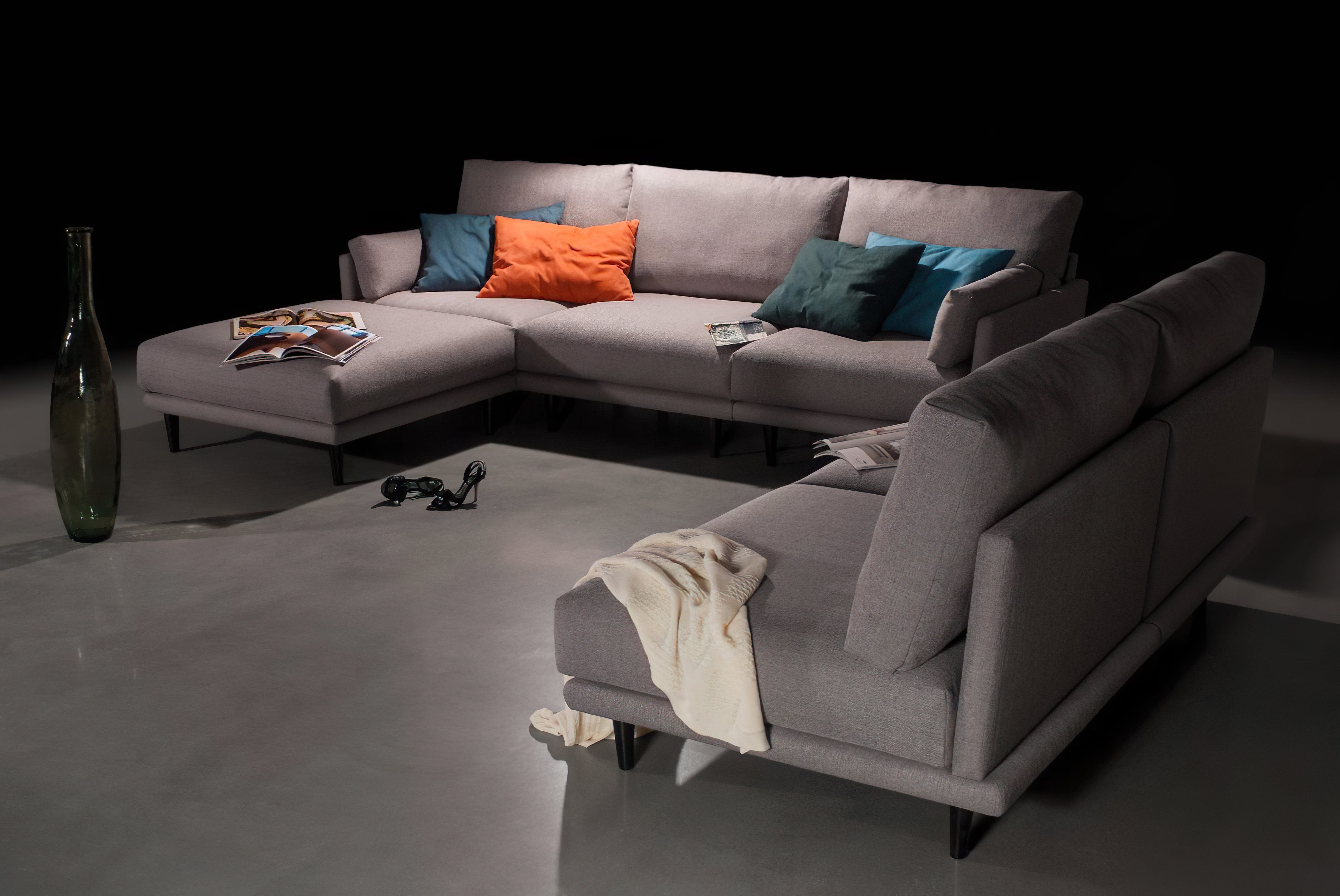 Corner sofa ALFINOSA with pouf