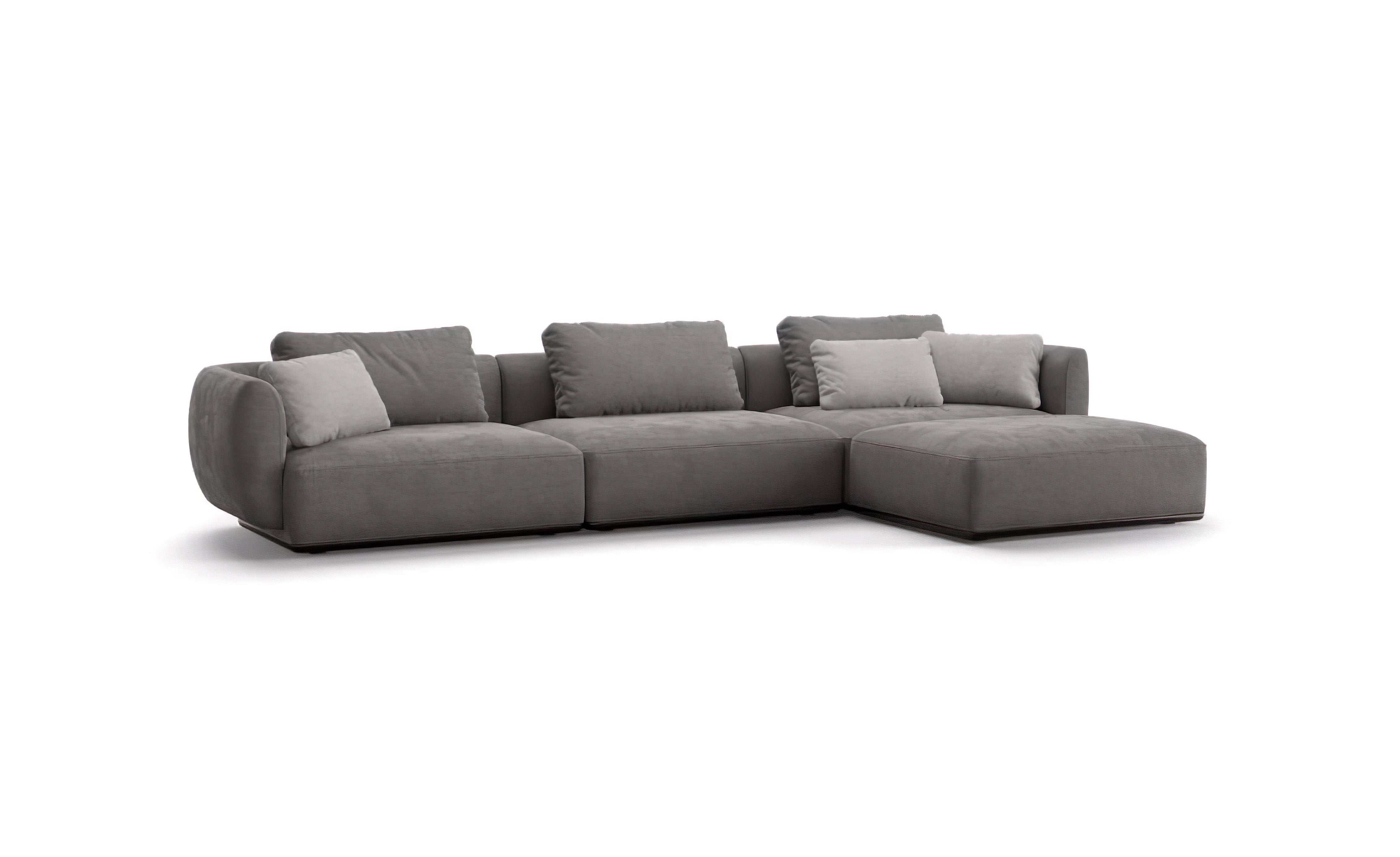 Straight sofa with pouf SMOOTH