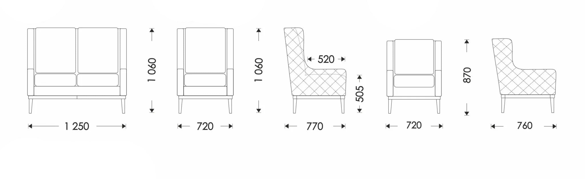 Straight sofa Asti Arteks Relax Lilac