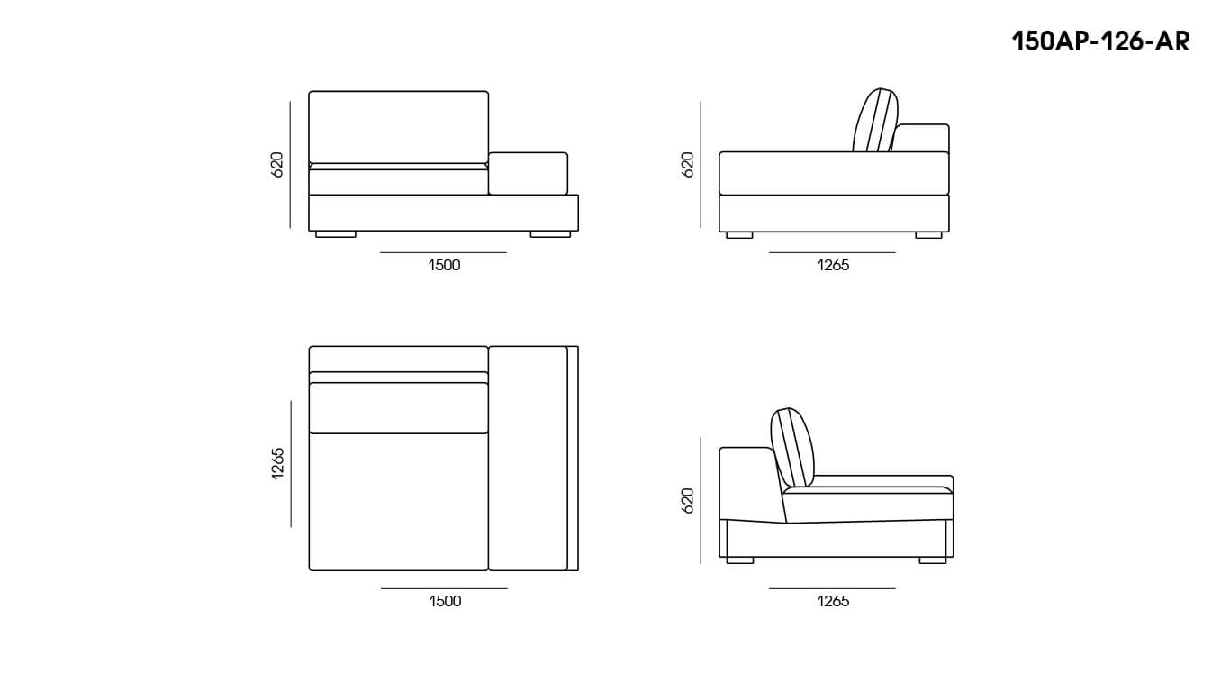 Double sofa APPIANI Atlanta Ash